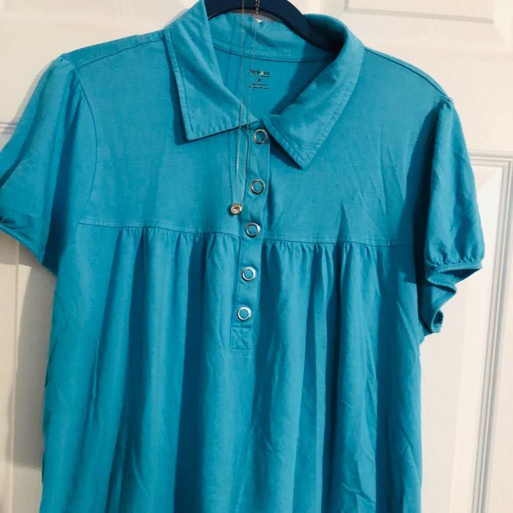 Aqua Blue Short Sleeve Style & Co. Plus Size Shirt
